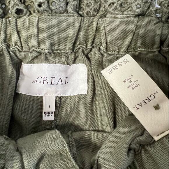 The Great. Sz  1 - S Eyelet Gunny Sack Trouser Pants Army Green - Picture 7 of 7